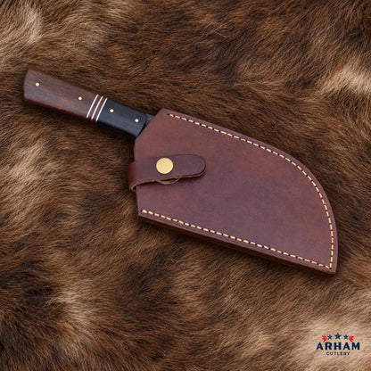 Ironrose Serbian Cleaver Knife – 440C Steel & Rosewood Arham Cutlery