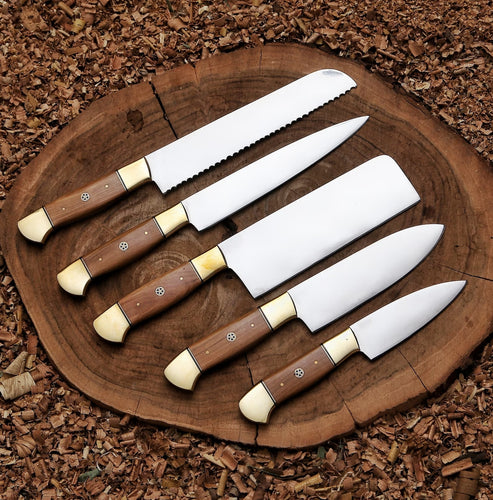 Chef knife set | Custom Forged Kitchen Knives Set| handmade knife set | gift for her | valentines day gifts - Arham Cutlery