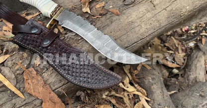 Handmade Hunter Knife Hand Forged Custom Bowie Knife With Leather Sheath