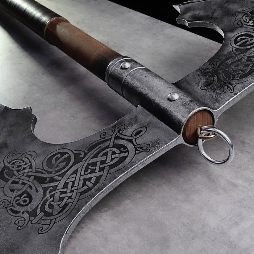 Jotungard Norse Double-Headed Axe – 36" Handmade Viking Battle Axe with Ash Wood Handle Arham Cutlery