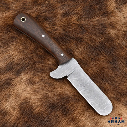 Roseguard Rancher Damascus Castration Knife – Rosewood Handle Arham Cutlery