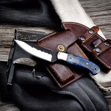 Cargar imagen en el visor de la galería, Handmade Fixed Blade Knife With Camel Bone Scales and Leather Sheath
