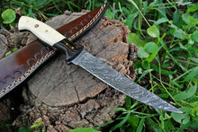 Cargar imagen en el visor de la galería, Custom Handmade Damascus Steel Fillet Knife with Wenge Wood and Bone Handle - 11-inch Overall Length&quot; - Arham Cutlery
