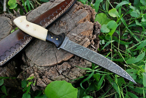 Custom Handmade Damascus Steel Fillet Knife with Wenge Wood and Bone Handle - 11-inch Overall Length" - Arham Cutlery