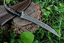 Cargar imagen en el visor de la galería, Custom Handmade Damascus Steel Fillet Knife with Wenge Wood and Buffalo Horn Handle - Arham Cutlery
