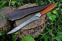 Cargar imagen en el visor de la galería, Custom Handmade Damascus Steel Fillet Knife with Rose Wood and Steel Bolster Handle - Arham Cutlery
