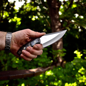 Best Skinning Knife with Ram Horn Scales and Leather Sheath