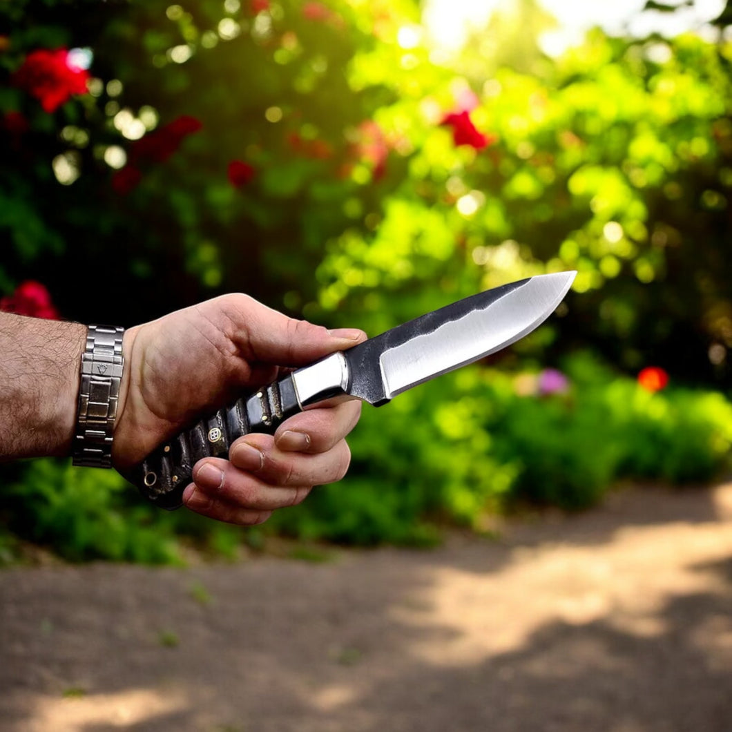 Handmade D2 Steel Knife With Sheep Horn Scales