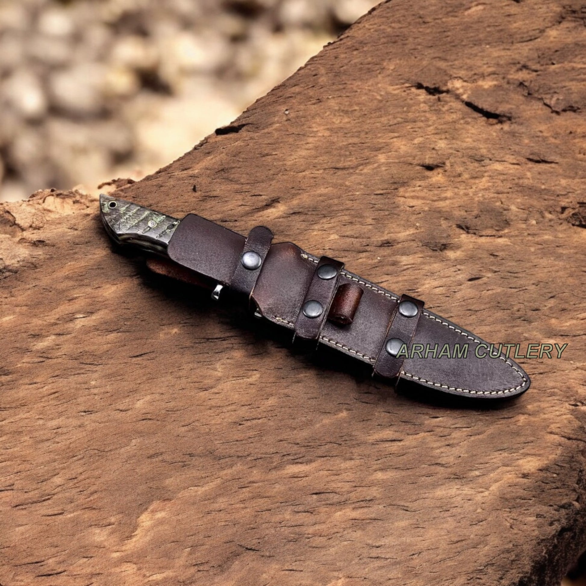 Handmade ATS 34 Custom Sheep Horn Camel Bone Sub Hilt Hunting  Knife