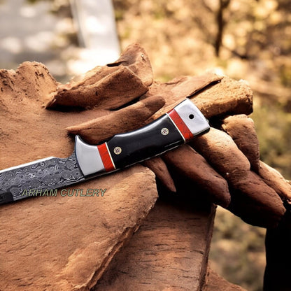 Handmade Damascus Steel Custom BUFFALO HORN TURQUOISE Hunting Knife
