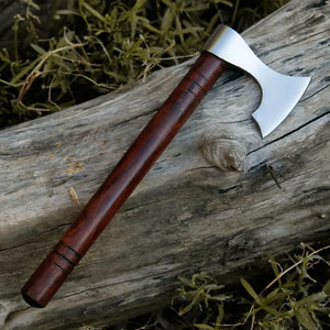 Small Forged Carbon Steel Axe with Rose Wood Shaft - Viking Axe - Arham Cutlery