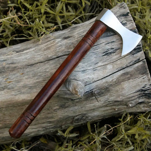 Small Forged Carbon Steel Axe with Rose Wood Shaft - Viking Axe - Arham Cutlery