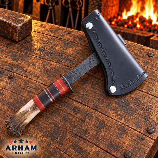 Stagspike Frontier O1 Steel Spike Hawk – Crown Stag Handle Arham Cutlery