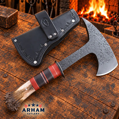 Stagspike Frontier O1 Steel Spike Hawk – Crown Stag Handle Arham Cutlery