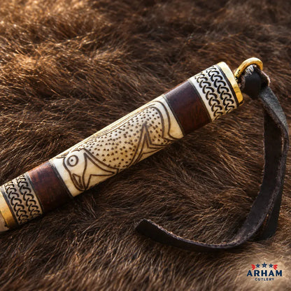 Torslunda Raven Viking Knife – Carbon Steel & Carved Bone Handle Arham Cutlery