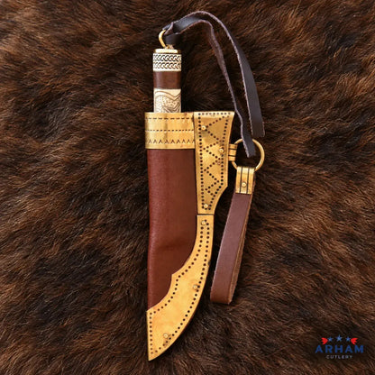 Torslunda Raven Viking Knife – Carbon Steel & Carved Bone Handle Arham Cutlery