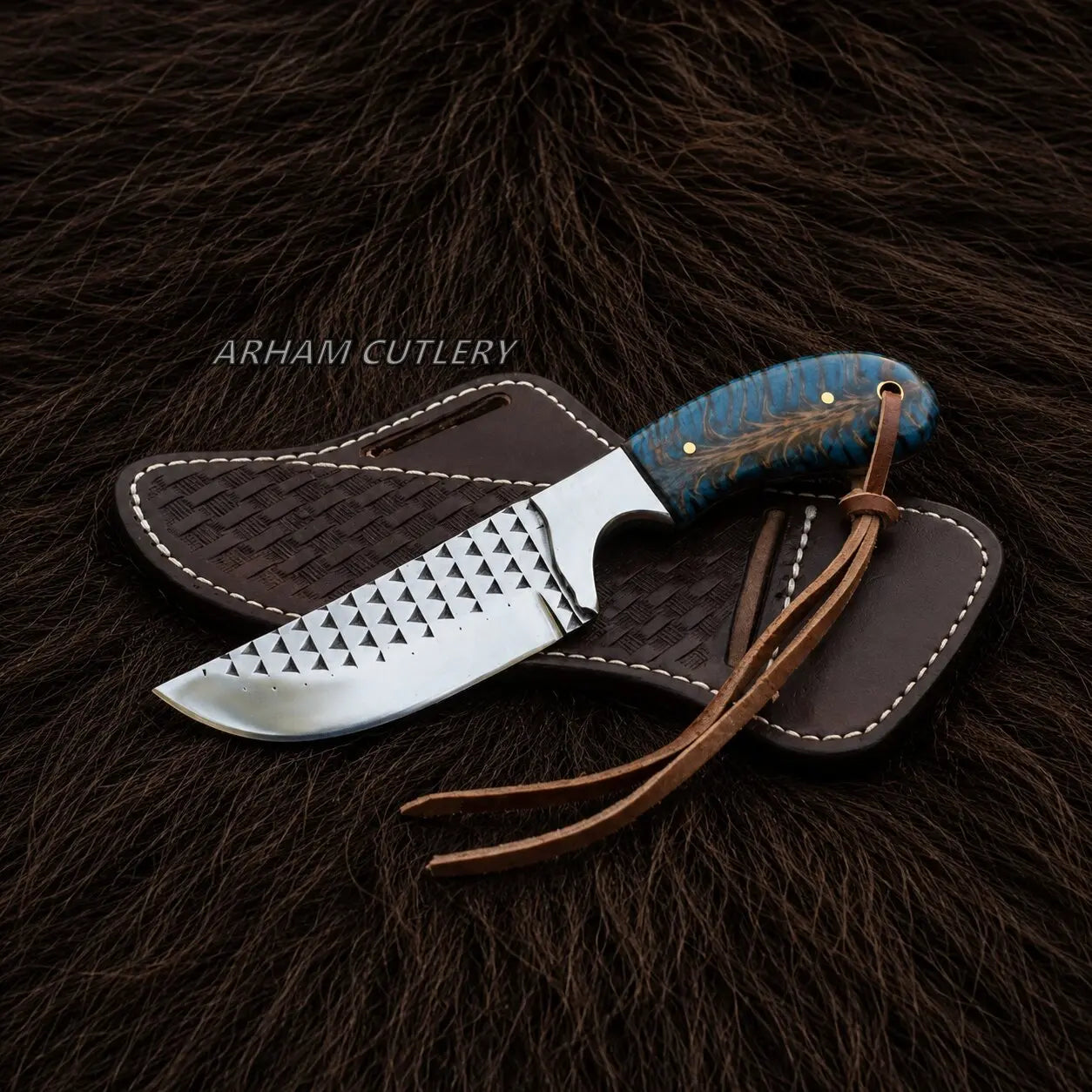 Turquoise Raspborn Cowboy Knife – High-Carbon Rasp Steel Arham Cutlery