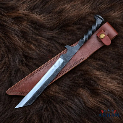 Spikeforge Ironback™ Railroad Spike Seax – Hand Forged Carbon Steel Arham Cutlery