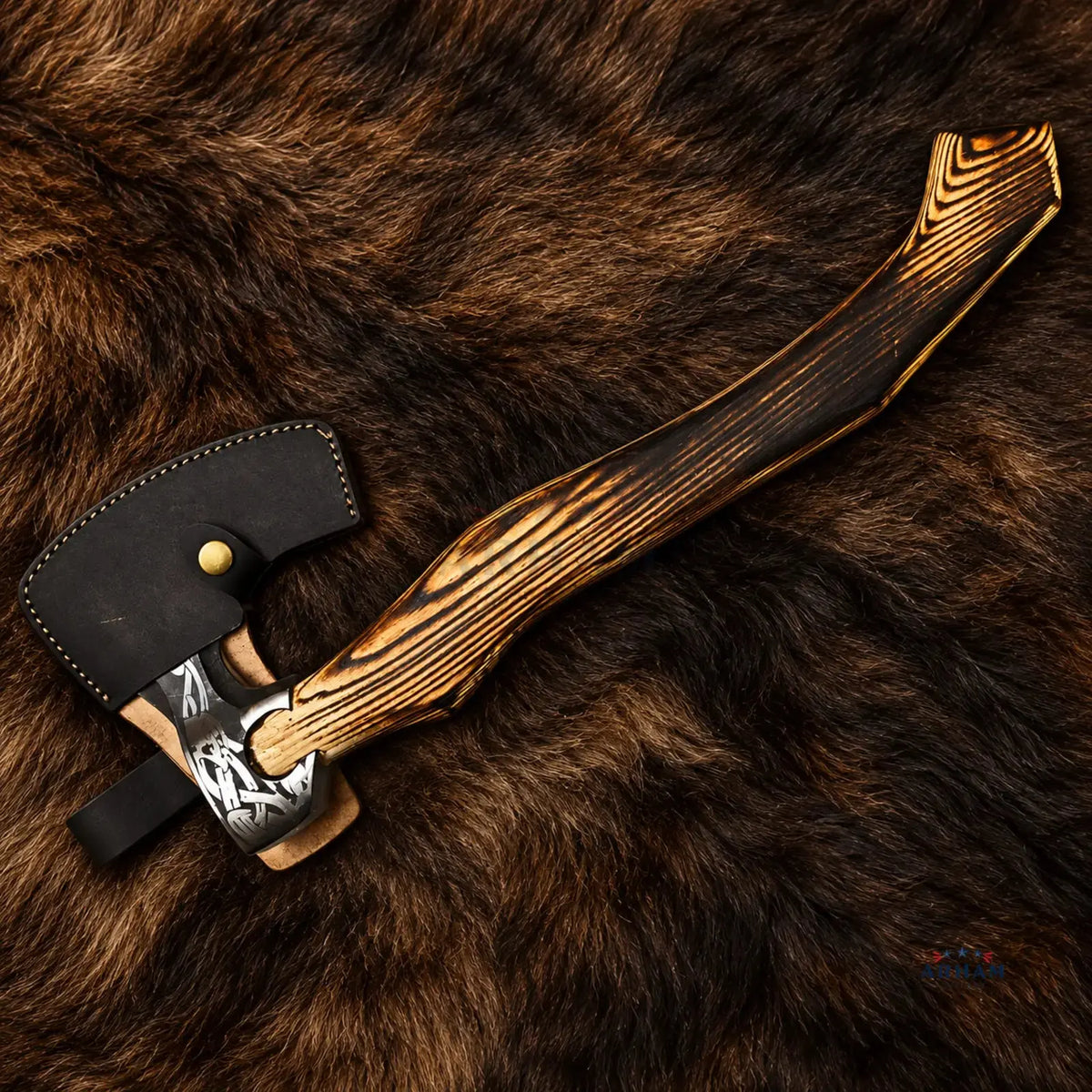 Ashwood Norsewarden Hand Forged Viking Axe – Ash Wood Handle Arham Cutlery