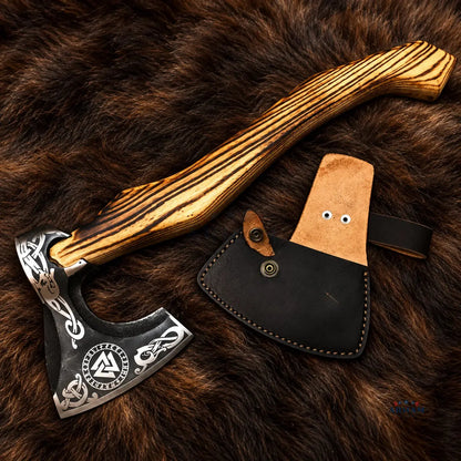 Ashwood Norsewarden Hand Forged Viking Axe – Ash Wood Handle Arham Cutlery