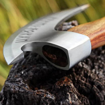Personalized Viking Axe Pizza Cutter – Hand-Forged Stainless Steel Blade with Ash Wood Handle & Leather Sheath | Arham Cutlery