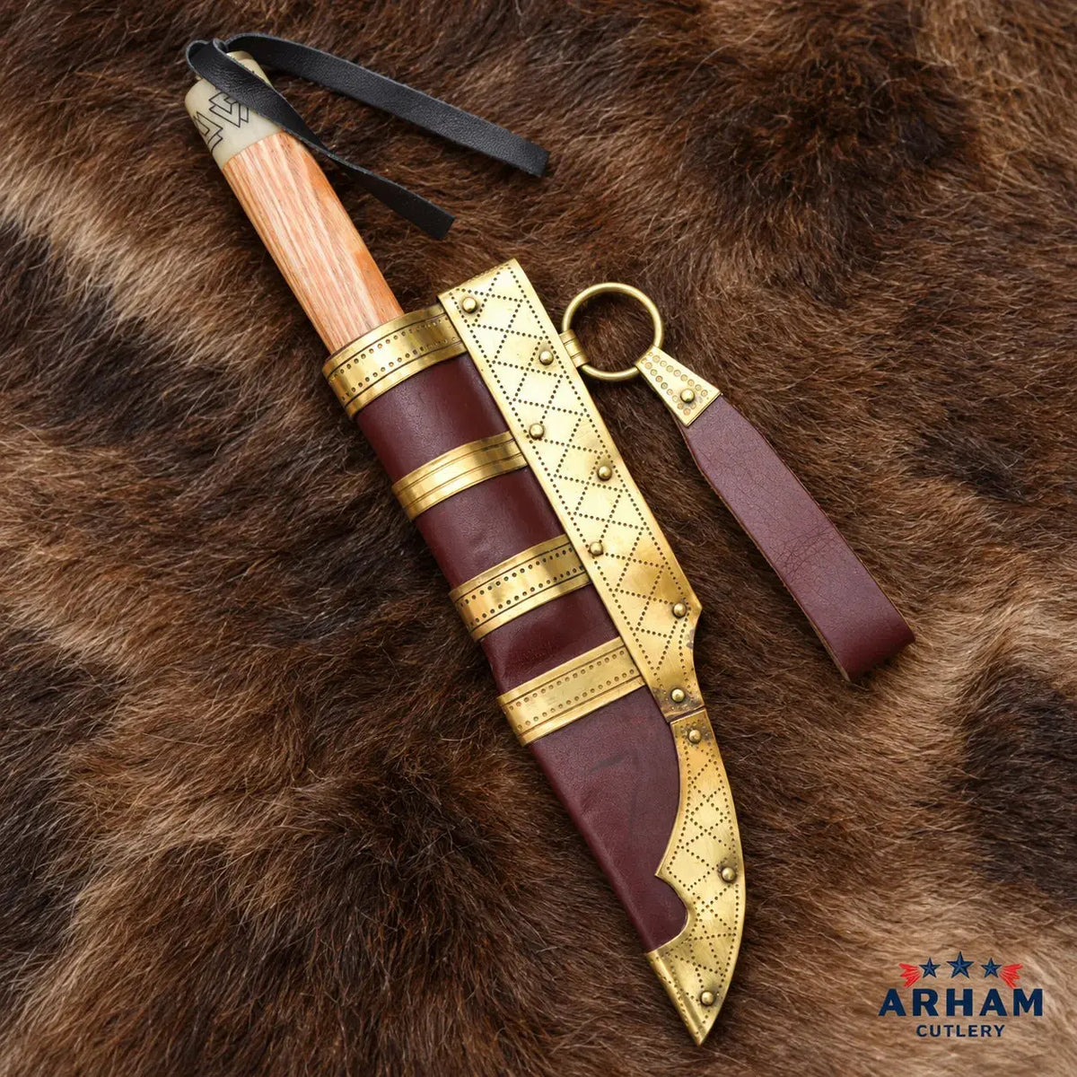 Birka Valknut Small Viking Knife – Carbon Steel Wood & Bone Handle Arham Cutlery