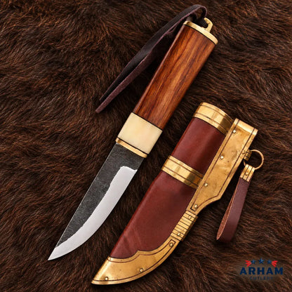 Gotland Ironcrest Viking Knife – Carbon Steel & Walnut Bone Handle Arham Cutlery