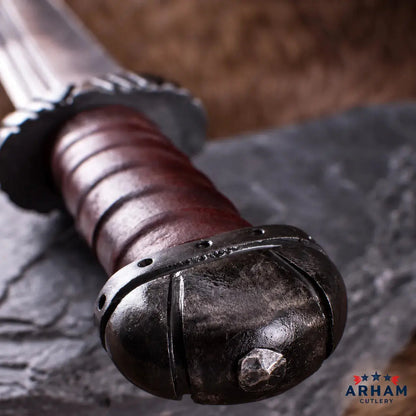 Ironhide Viking Long Seax Knife – Carbon Steel & Leather Wrapped Handle Arham Cutlery