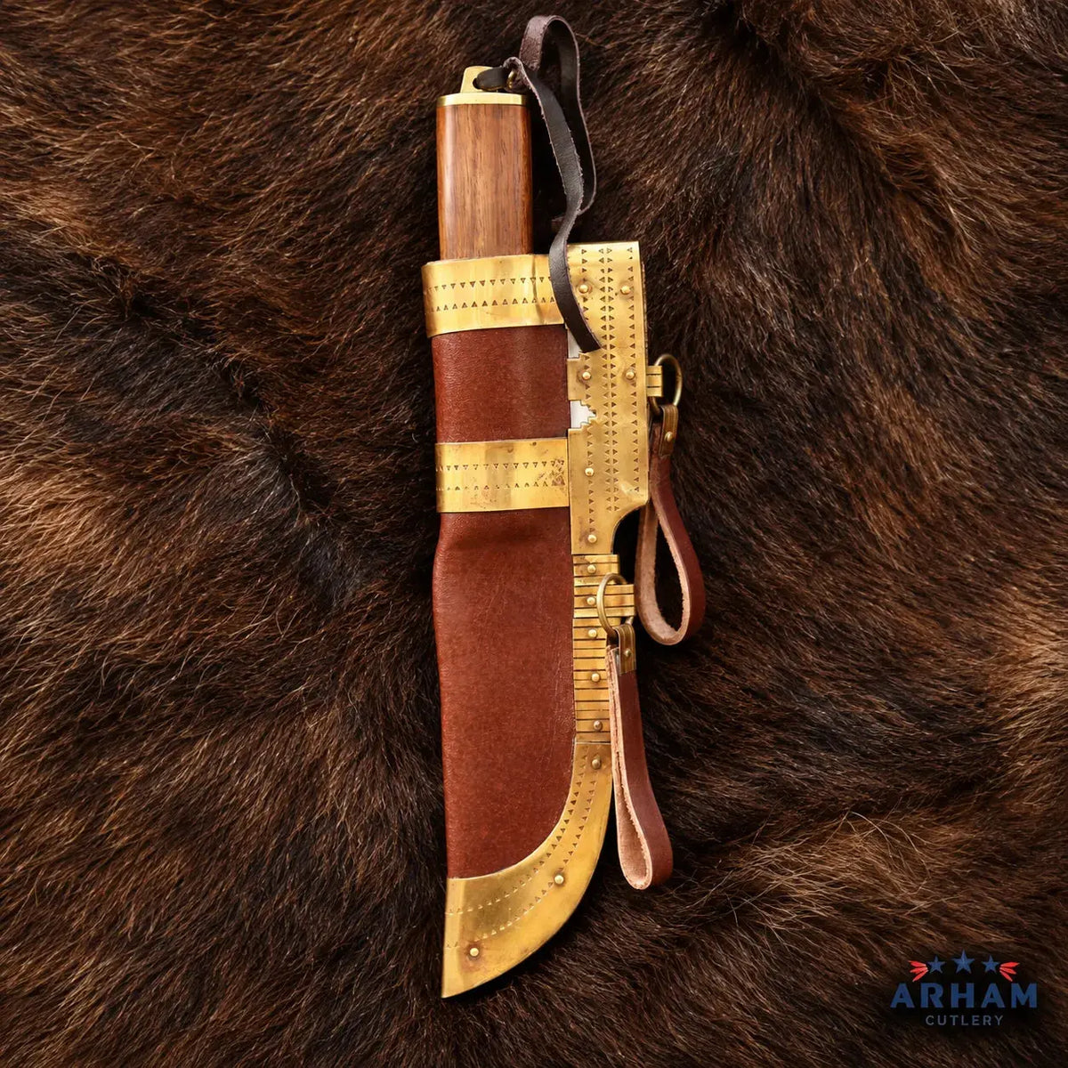 Norsewood Raven Viking Seax Knife – Damascus Steel & Wood Handle Arham Cutlery