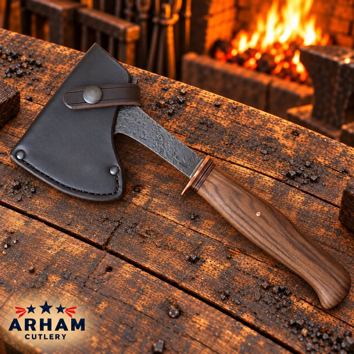 Walnut Ridgehawk O1 Steel Pack Hatchet – Walnut Handle Arham Cutlery