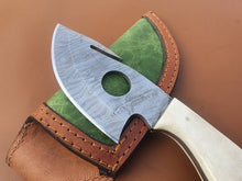 Load image into Gallery viewer, Custom handmade Damascus Steel Gut Hook Knives With Leather Sheath A-131 - Arham Cutlery
