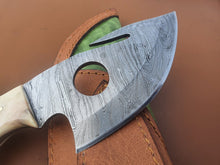 Cargar imagen en el visor de la galería, Custom handmade Damascus Steel Gut Hook Knives With Leather Sheath A-131 - Arham Cutlery
