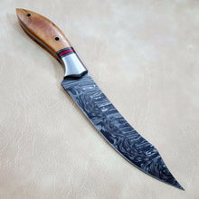 Cargar imagen en el visor de la galería, Custom Made Damascus Steel Kitchen / Chef Knife With Leather Sheath A-160 - Arham Cutlery
