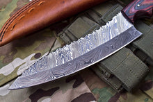 Cargar imagen en el visor de la galería, Custom Made Damascus Steel Kitchen / Chef Knife With Leather Sheath A-156 - Arham Cutlery
