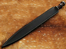 Cargar imagen en el visor de la galería, Custom Handmade Damascus Steel Sword With Leather Sheath A-144 - Arham Cutlery
