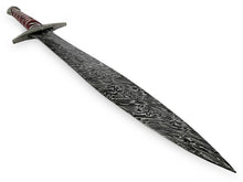 Cargar imagen en el visor de la galería, Custom Handmade Damascus Steel Sword With Leather Sheath A-145 - Arham Cutlery
