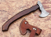 Cargar imagen en el visor de la galería, Custom Handmade Damascus Steel Axe With Leather Sheath A-91 - Arham Cutlery
