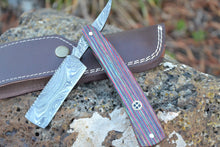 Cargar imagen en el visor de la galería, Custom Handmade Damascus Steel Razor With leather Sheath A-153 - Arham Cutlery
