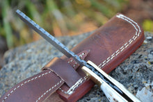 Cargar imagen en el visor de la galería, Custom Handmade Damascus Steel Razor With leather Sheath A-154 - Arham Cutlery
