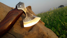 Cargar imagen en el visor de la galería, Custom Handmade Damascus Steel Axe With Leather Sheath A-98 - Arham Cutlery
