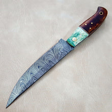 Lade das Bild in den Galerie-Viewer, Custom Made Damascus Steel Kitchen / Chef Knife With Leather Sheath A-157 - Arham Cutlery
