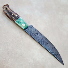 Lade das Bild in den Galerie-Viewer, Custom Made Damascus Steel Kitchen / Chef Knife With Leather Sheath A-157 - Arham Cutlery
