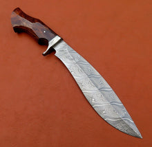 Load image into Gallery viewer, Custom Made Damascus Steel Hunting Kukri Knife With Leather Sheath A-111 - Arham Cutlery
