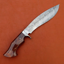 Load image into Gallery viewer, Custom Made Damascus Steel Hunting Kukri Knife With Leather Sheath A-111 - Arham Cutlery
