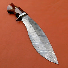 Load image into Gallery viewer, Custom Made Damascus Steel Hunting Kukri Knife With Leather Sheath A-111 - Arham Cutlery
