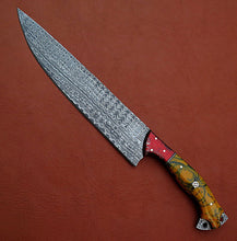 Load image into Gallery viewer, Custom Made Damascus Steel Hunting Bowie Knife With Leather Sheath A-112 - Arham Cutlery
