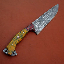 Load image into Gallery viewer, Custom Made Damascus Steel Hunting Bowie Knife With Leather Sheath A-112 - Arham Cutlery
