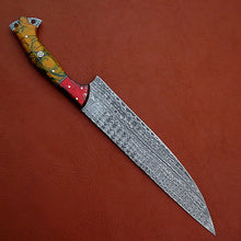 Load image into Gallery viewer, Custom Made Damascus Steel Hunting Bowie Knife With Leather Sheath A-112 - Arham Cutlery
