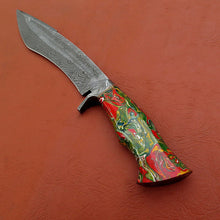 Load image into Gallery viewer, Custom Made Damascus Steel Hunting Bowie Knife With Leather Sheath A-113 - Arham Cutlery
