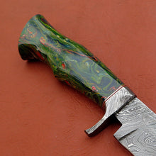 Load image into Gallery viewer, Custom Made Damascus Steel Hunting Bowie Knife With Leather Sheath A-113 - Arham Cutlery
